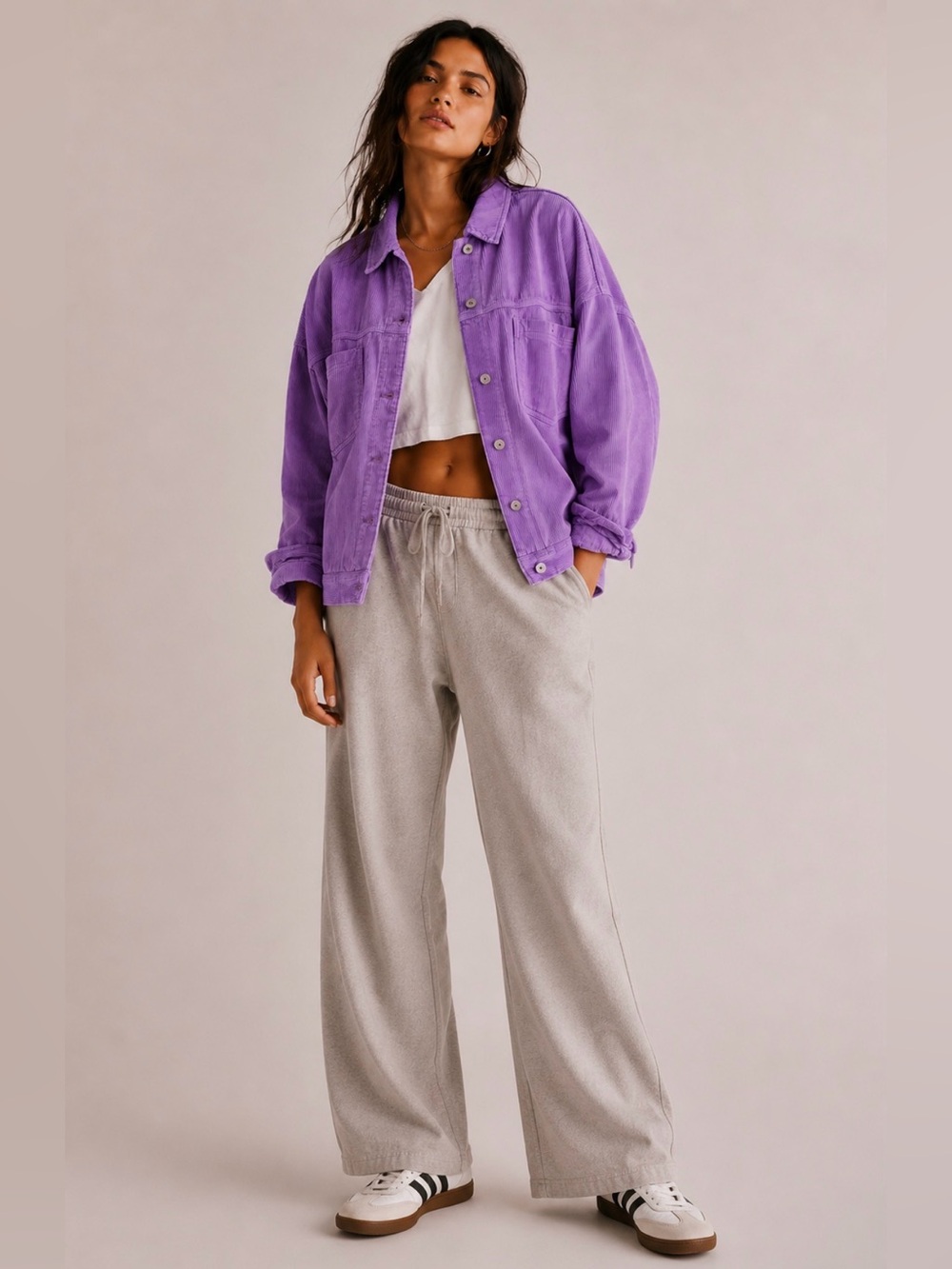 NWT We The Free by Free People Rumors Corduroy Jacket in Violet Turtle Colorway - Picture 3 of 8